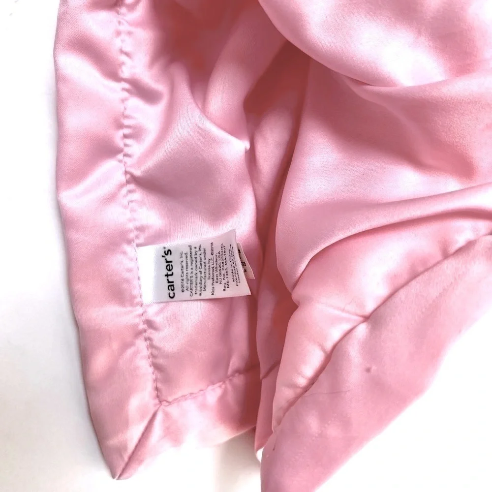 CARTERS Pink Stuffed Unicorn Ultra Plush Lovey Satin Security Blanket Baby